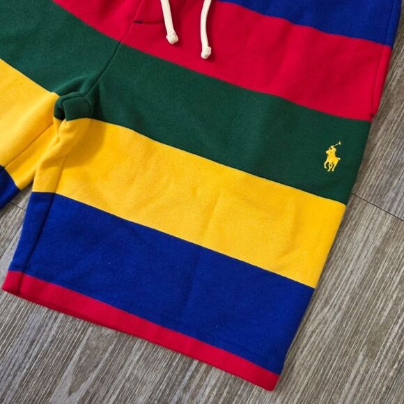 Polo Ralph Lauren Striped Fleece Shorts Multicolor Blue Red Green Yellow Men's S - Picture 4 of 11